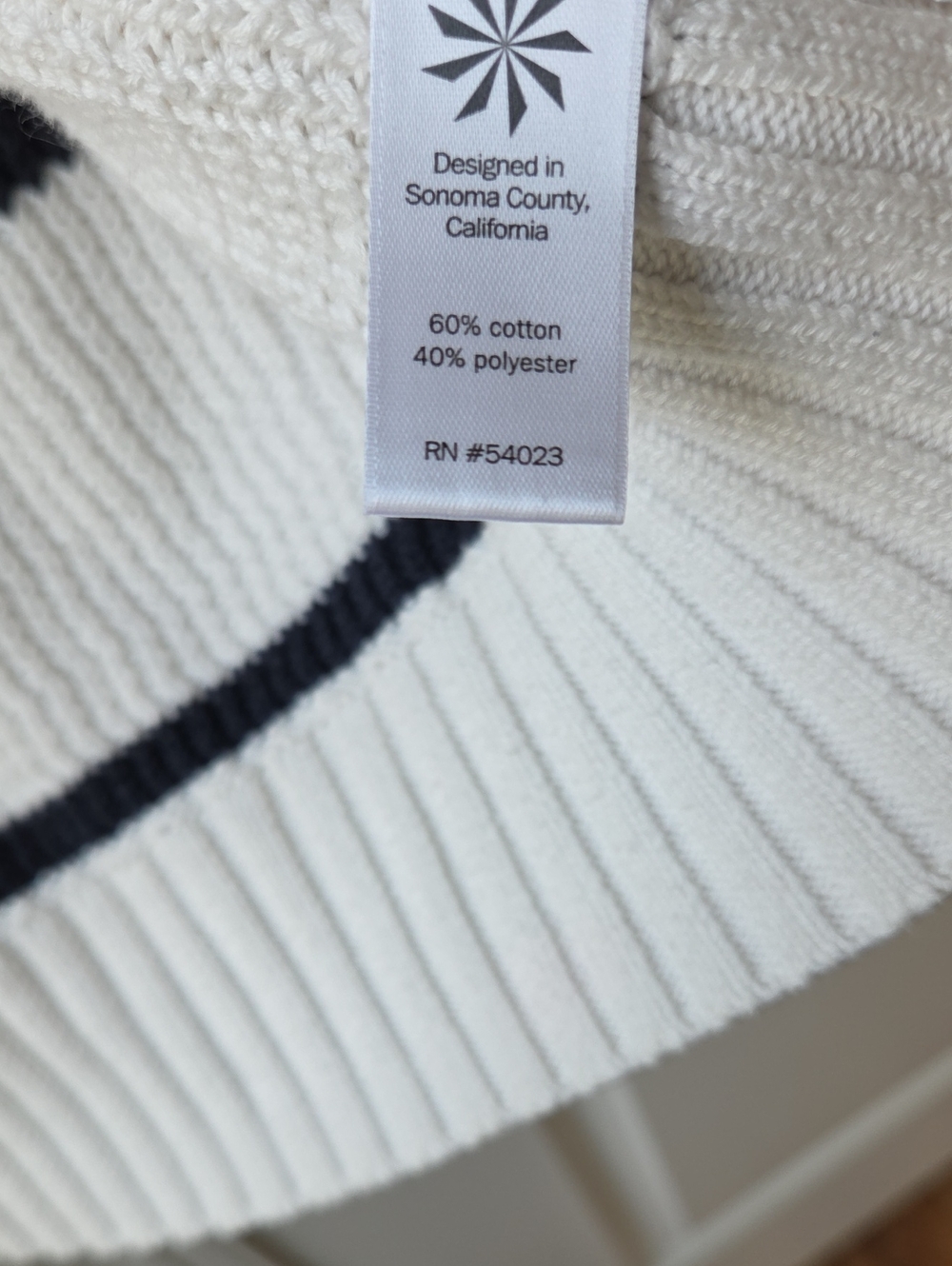Athleta Highland Wrap waffle knit cardigan sweater in cream/navy stripe sz XS - Picture 7 of 7